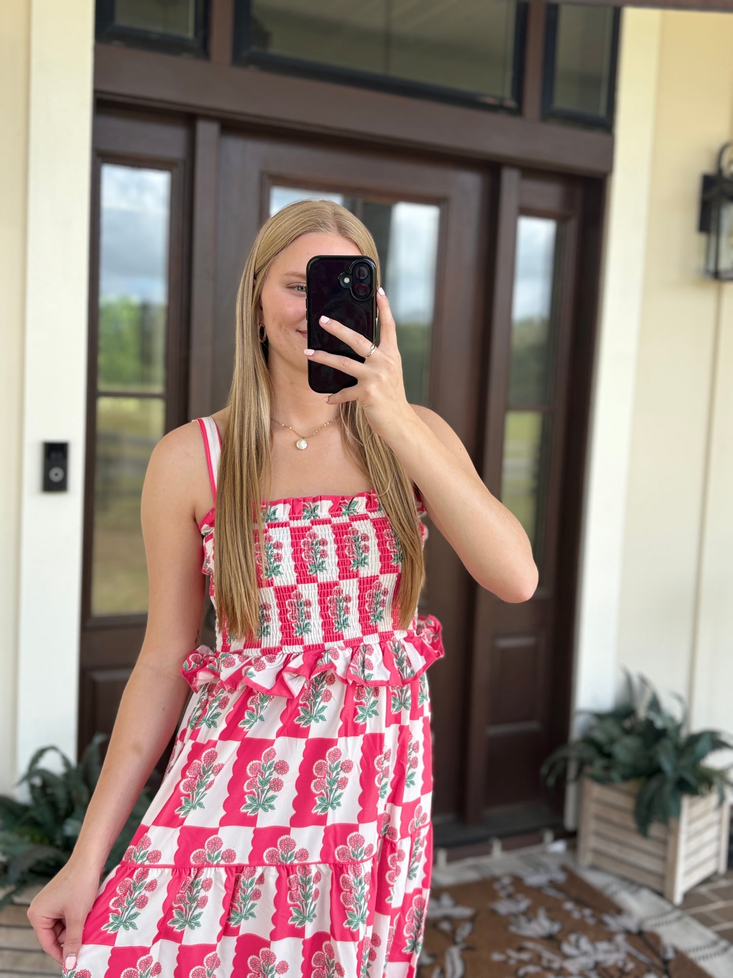 Floral Smocked Sleeveless Midi