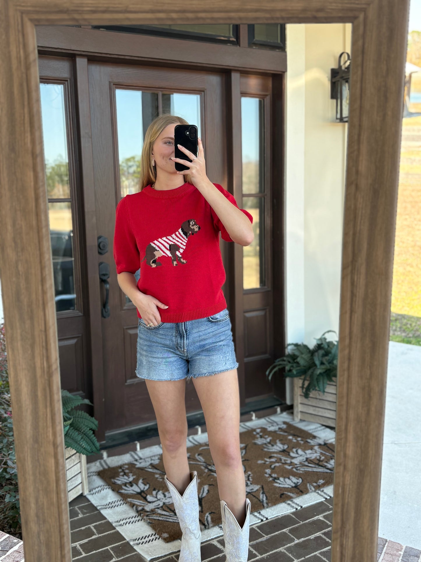 Dachshund Sweater Top, Red
