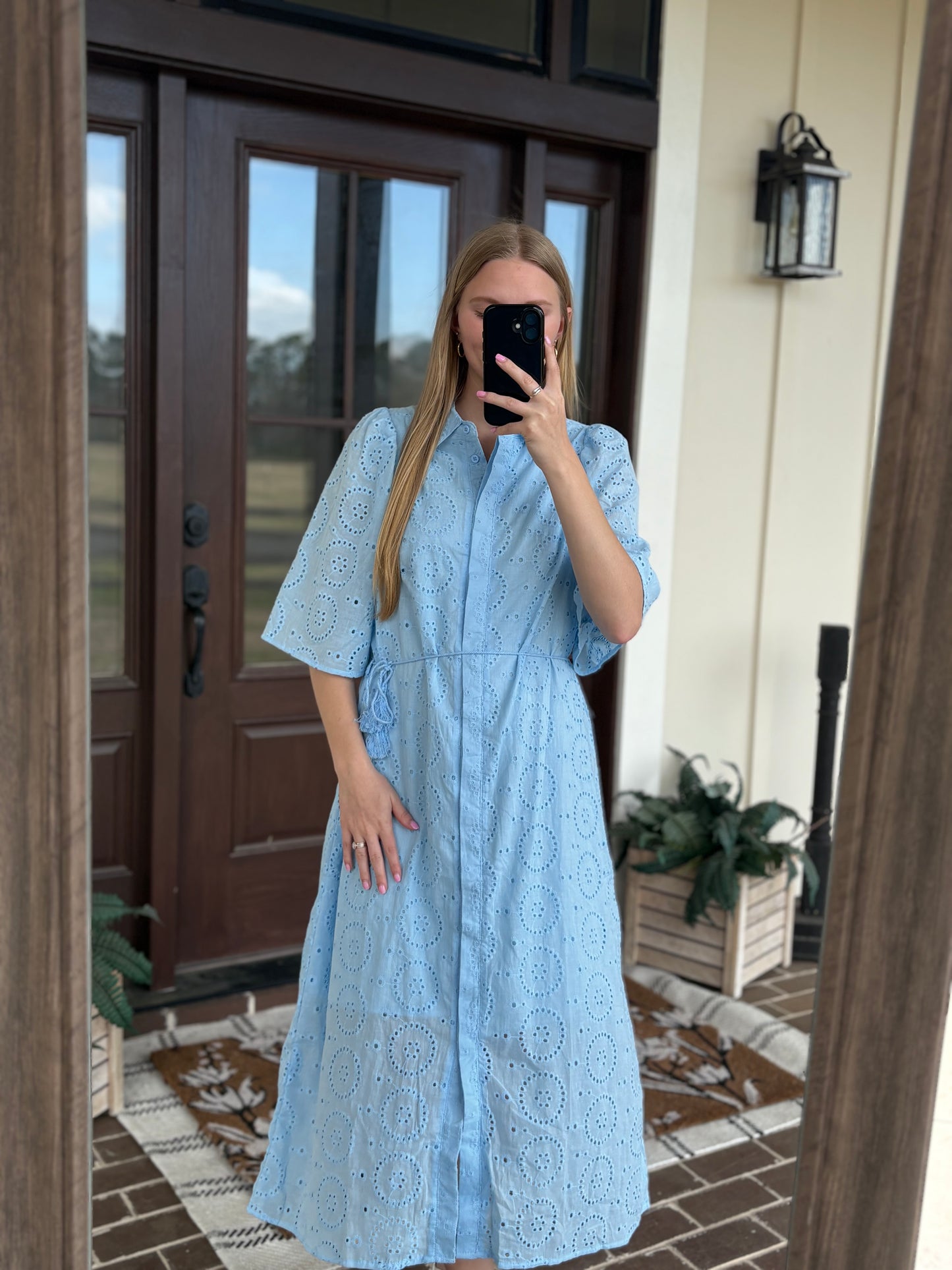 Baby Blue Eyelet Midi