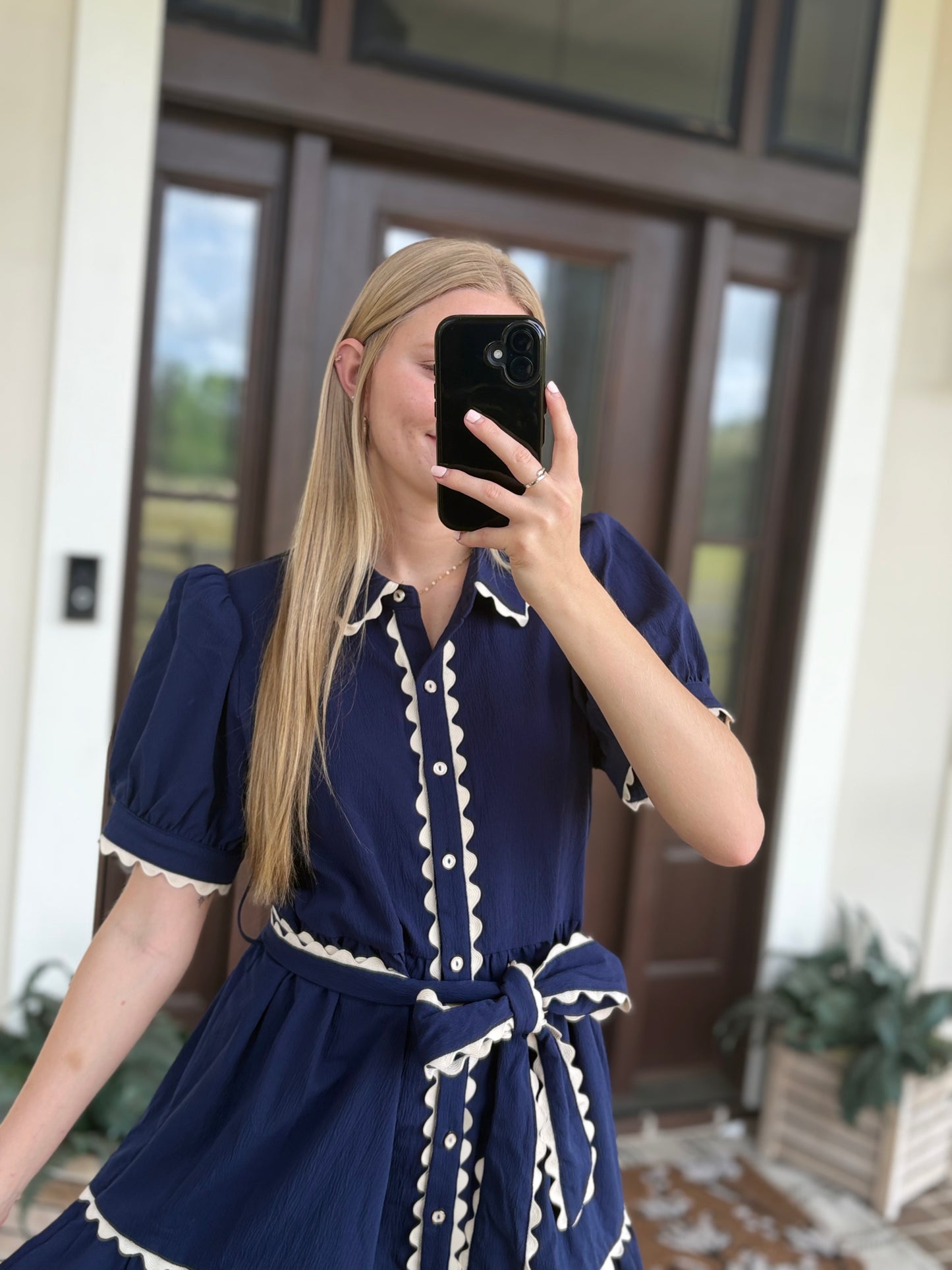 Navy Scalloped Mini