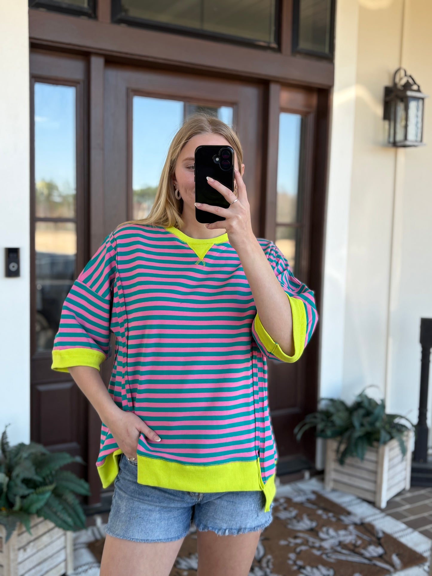 Sea Foam Stripe Top