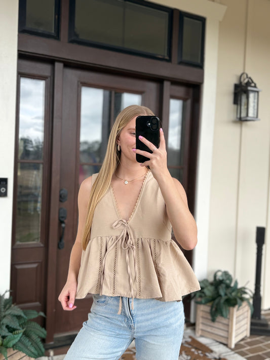 Dark Taupe Tank Blouse