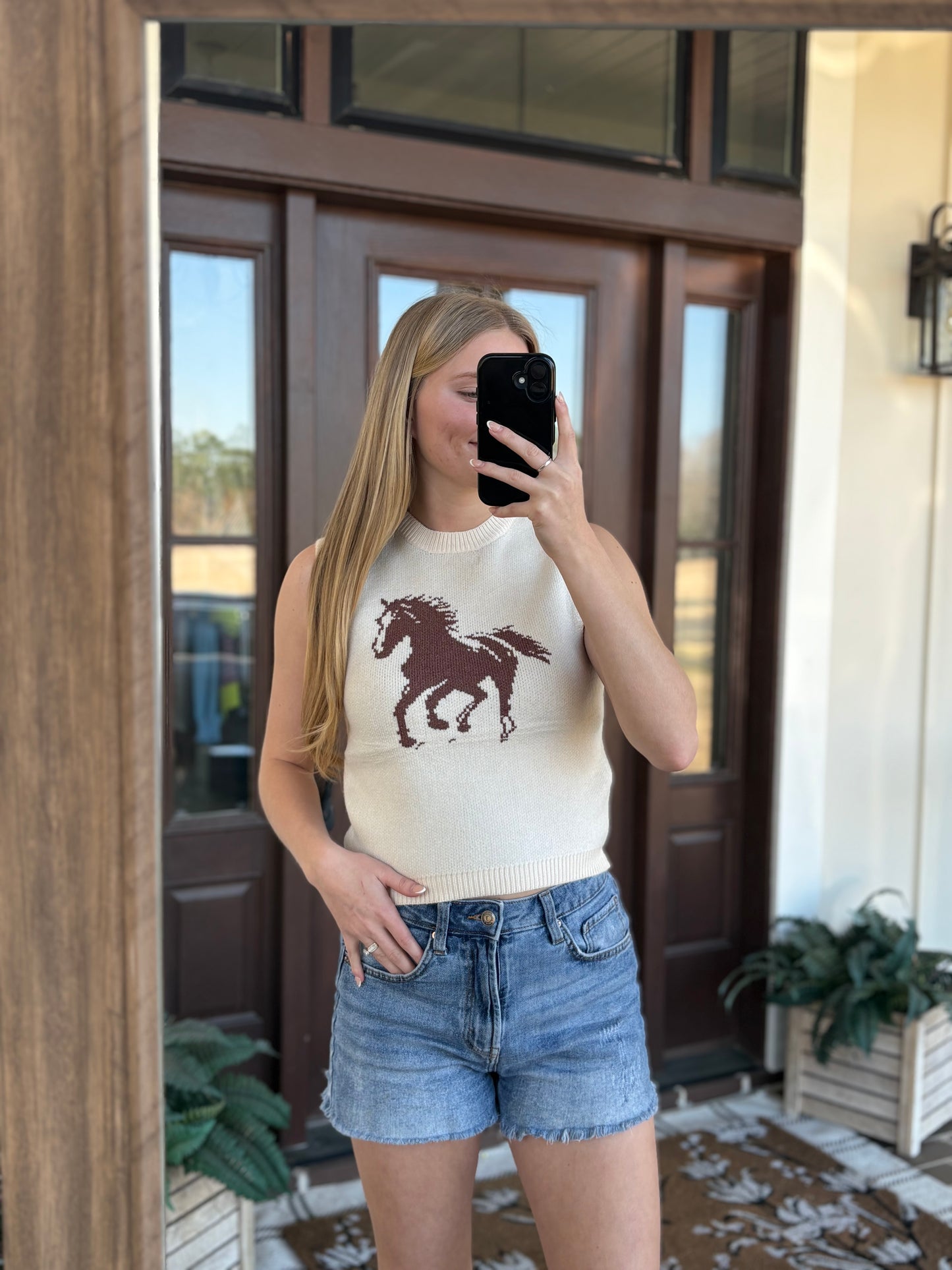 Horse Graphic Knit Vest