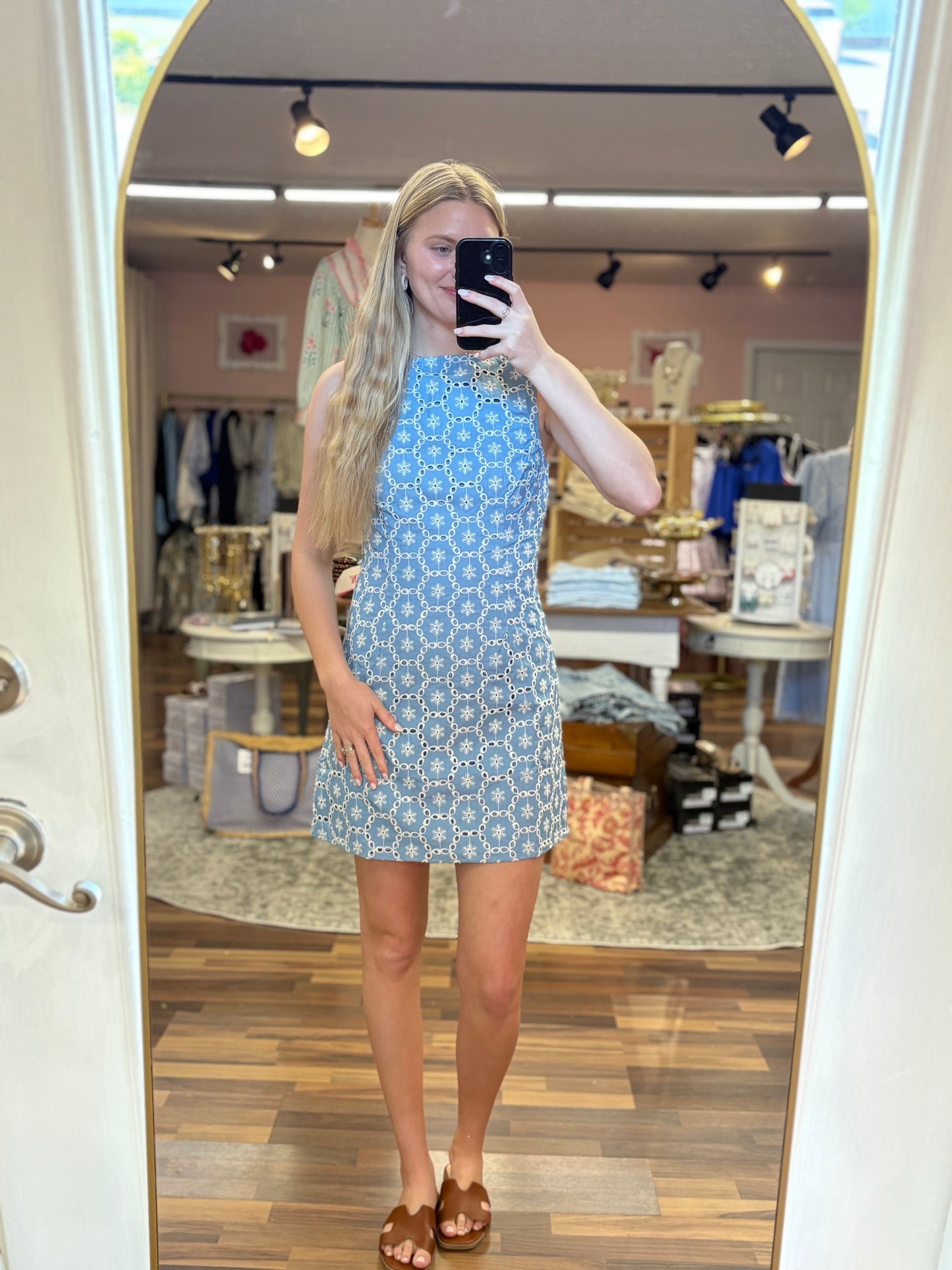 Light Denim Eyelet Mini