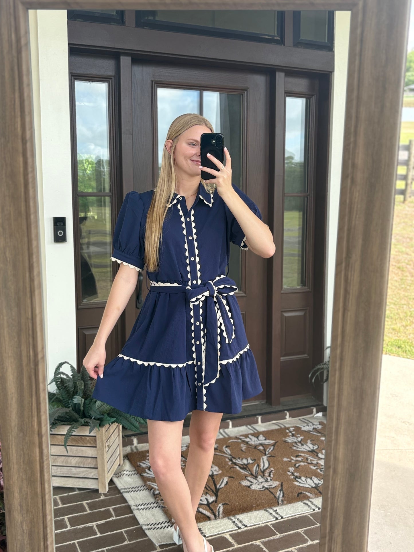 Navy Scalloped Mini