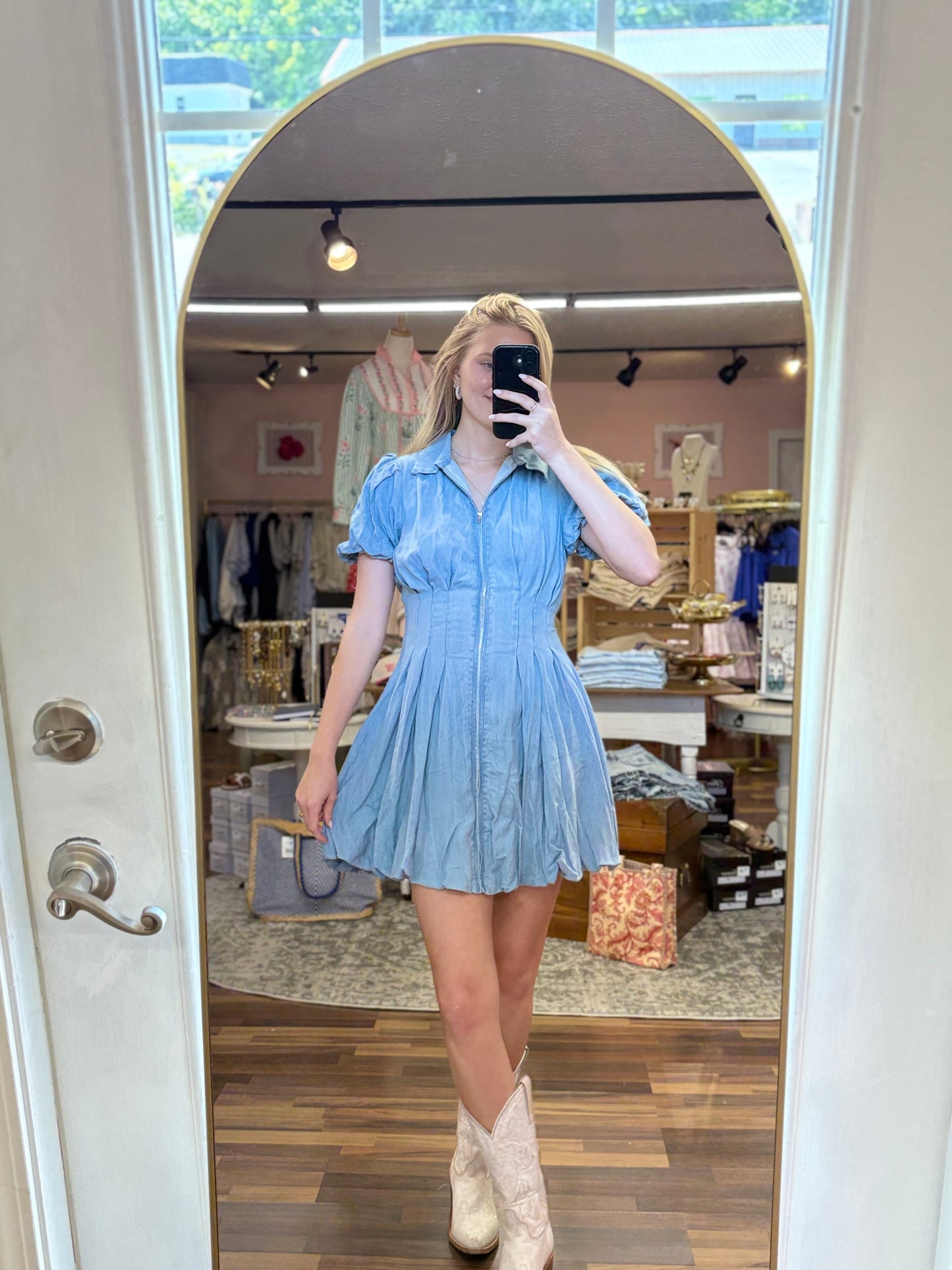 Light Denim Zip Dress