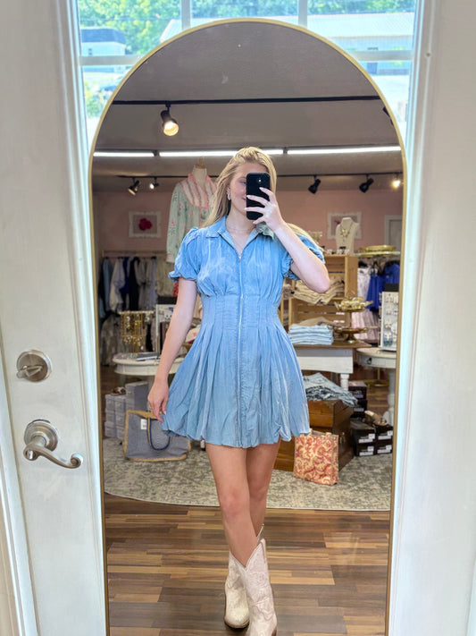Light Denim Zip Dress