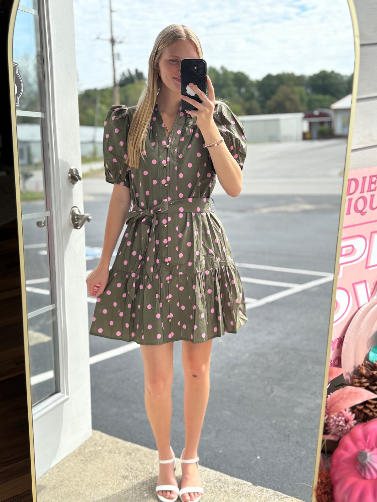 Olive Pink Polka Dot Mini