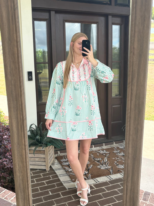 Mint Contrast Sleeve Mini