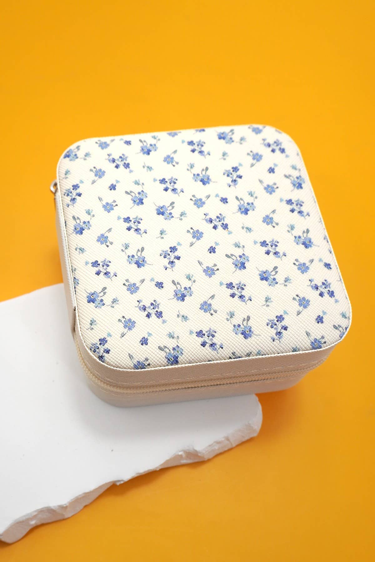 Blue Floral Jewelry Case