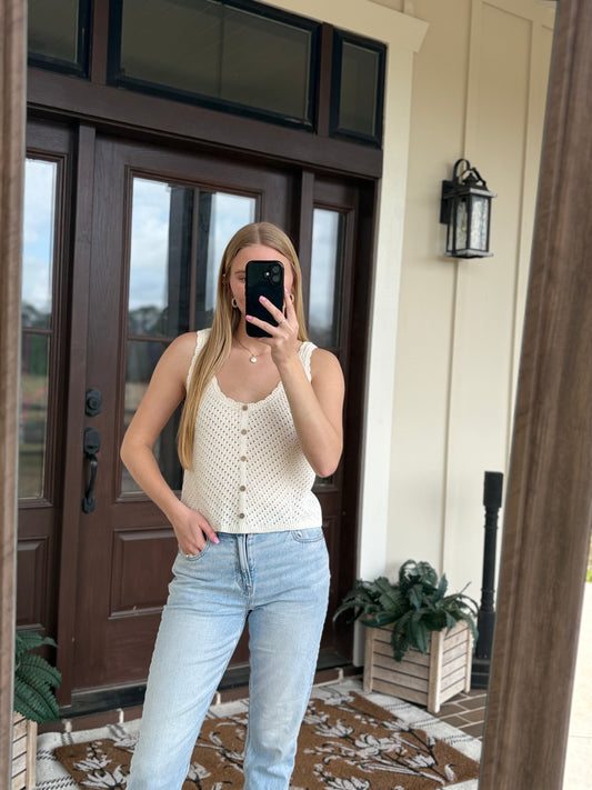 Cream Knitted Sweater Top