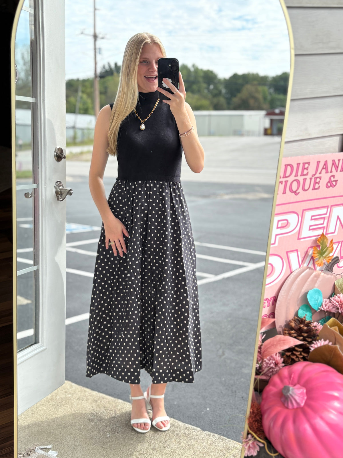 Delta Ruth Polka Dot Midi