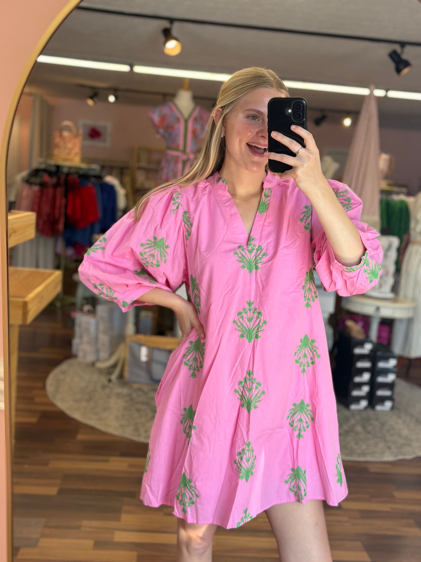 Pink Green Floral Mini