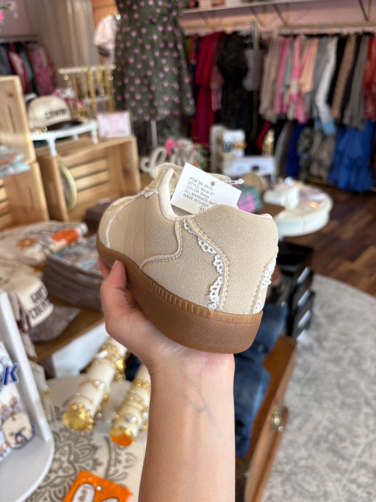 Tan Lace Detail Sneaker