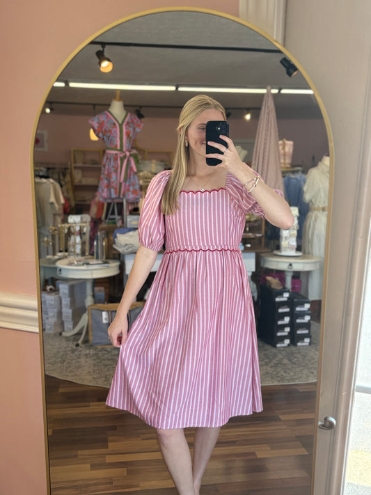 Striped Puff Sleeve Dress