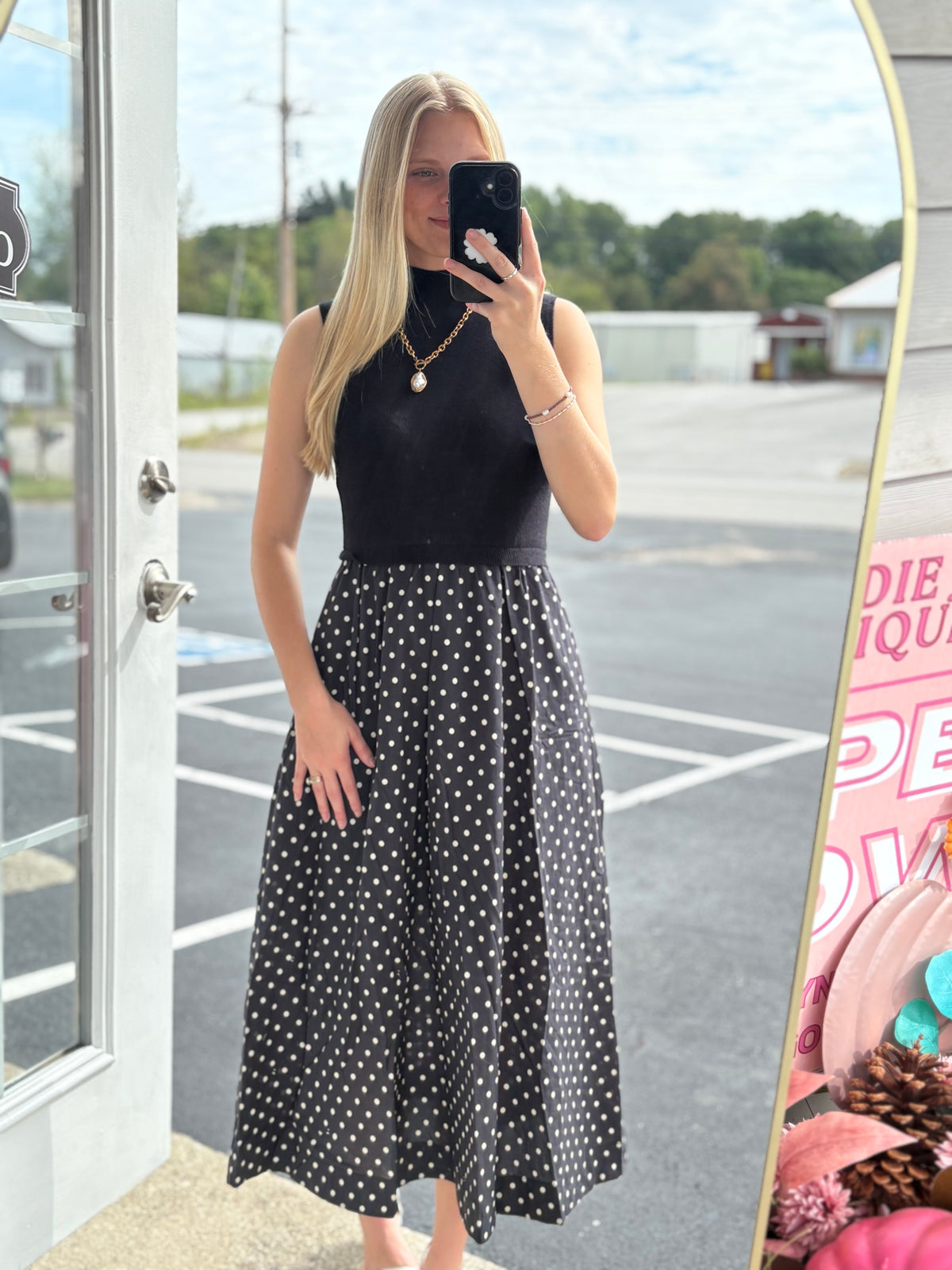 Delta Ruth Polka Dot Midi