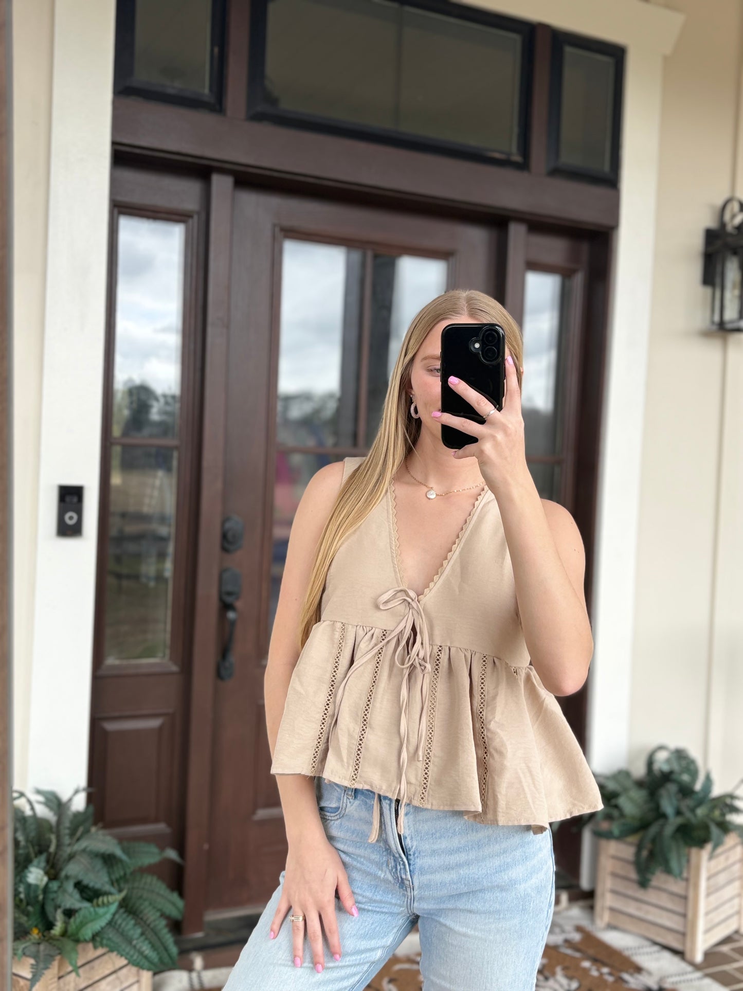 Dark Taupe Tank Blouse
