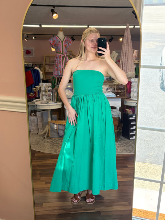 Green Strapless Midi