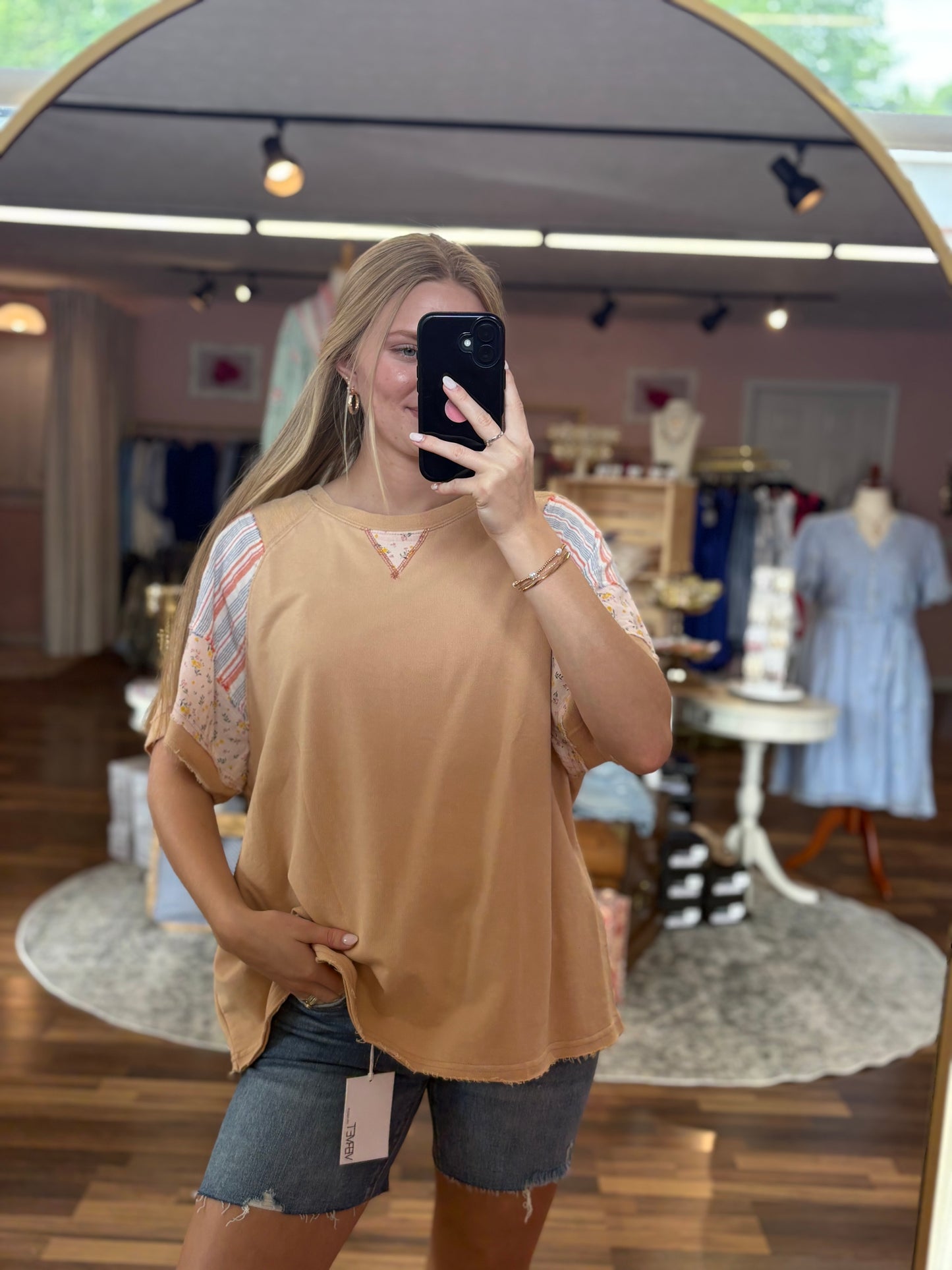 Dusty Peach Mineral Washed Blouse