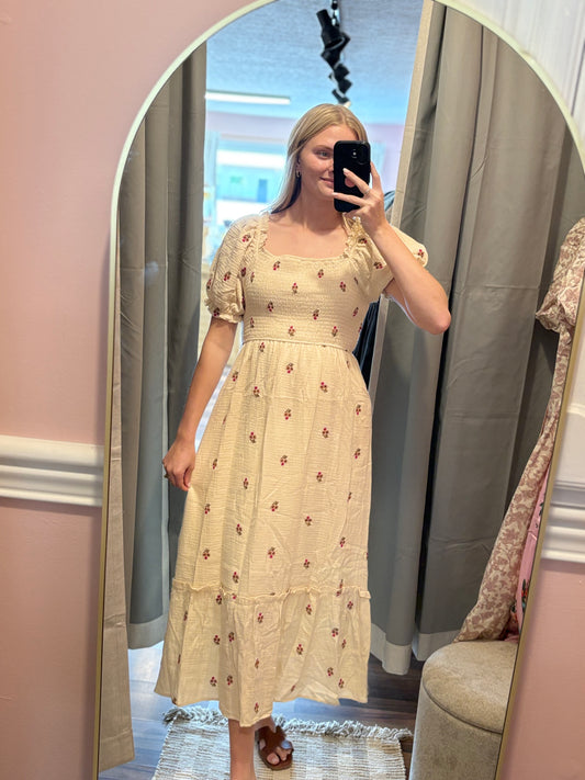 Floral Embroidered Midi