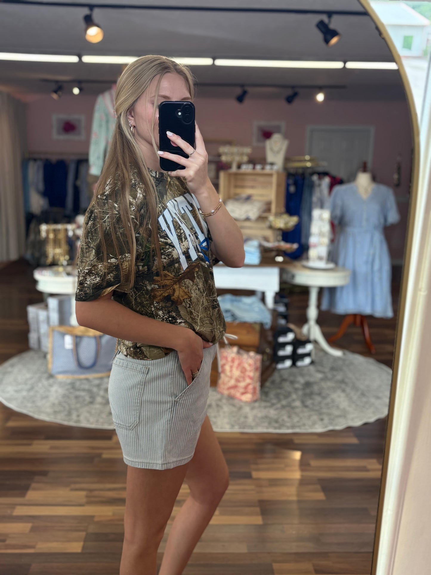 High Rise Stripe Drawstring Shorts
