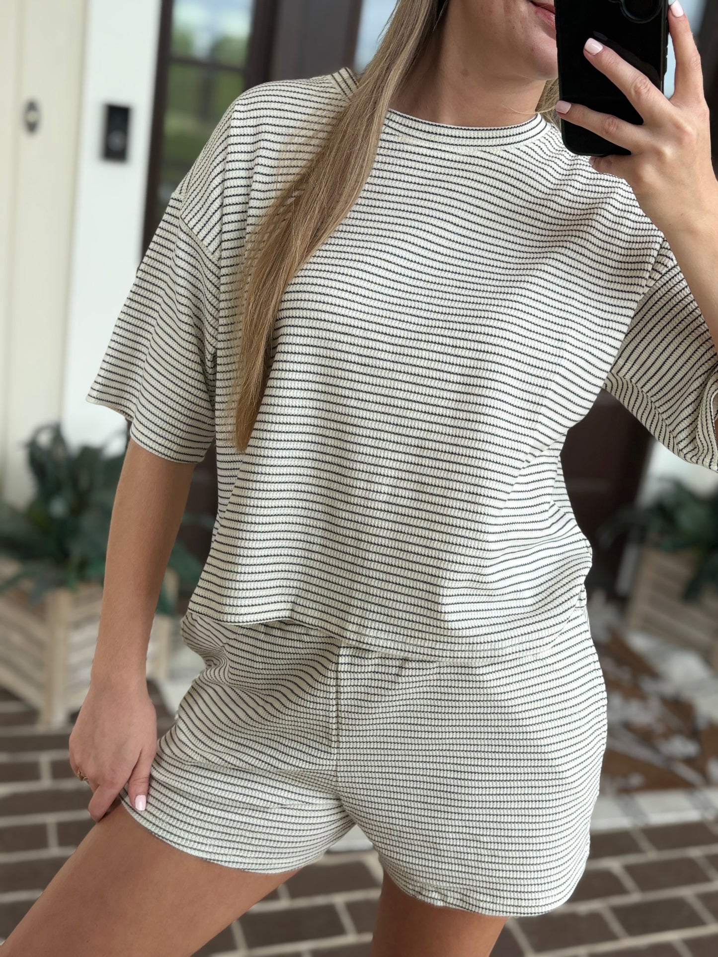 Cream/Black Striped Set