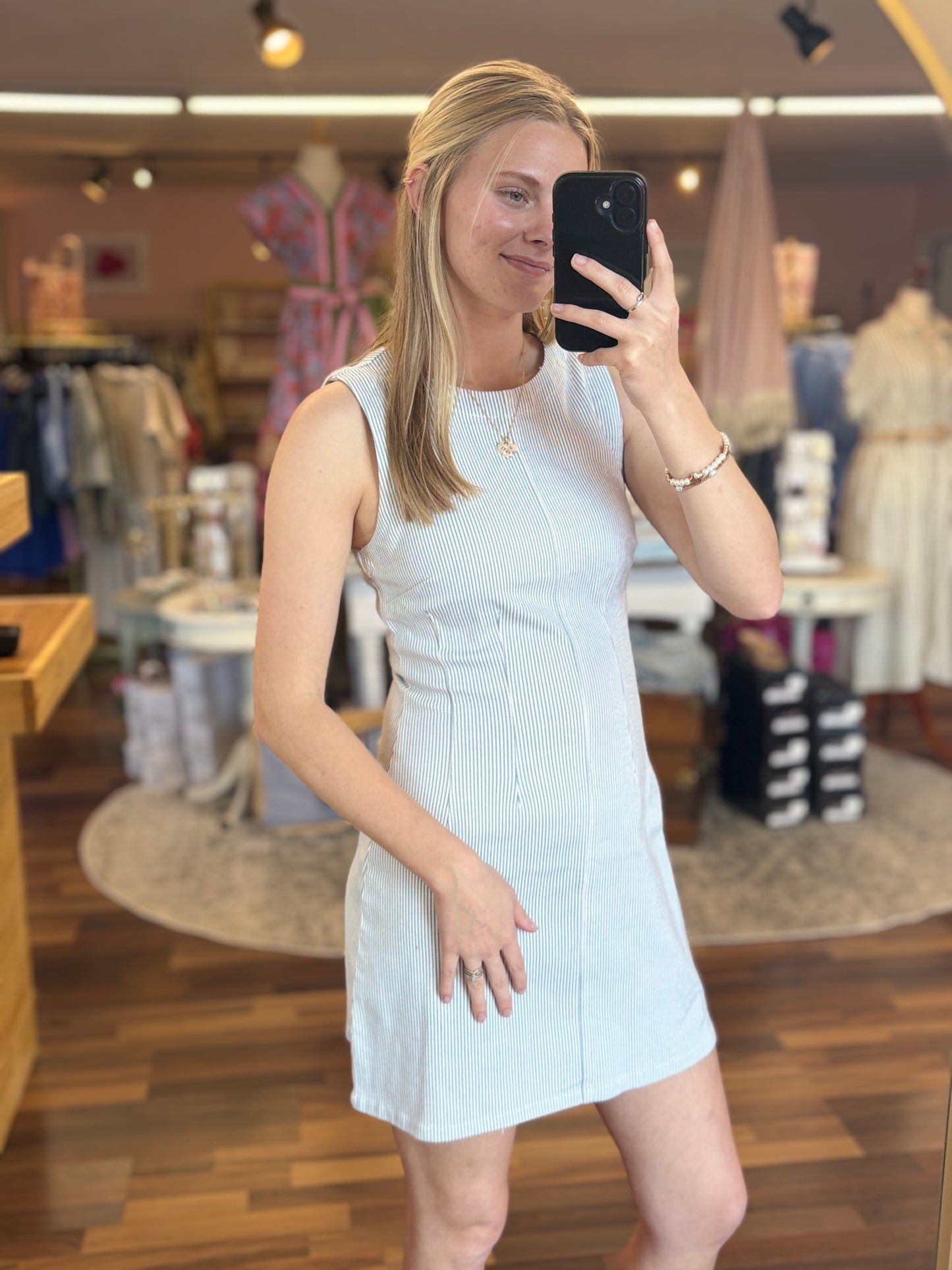 Stripe Pintuck Back Mini
