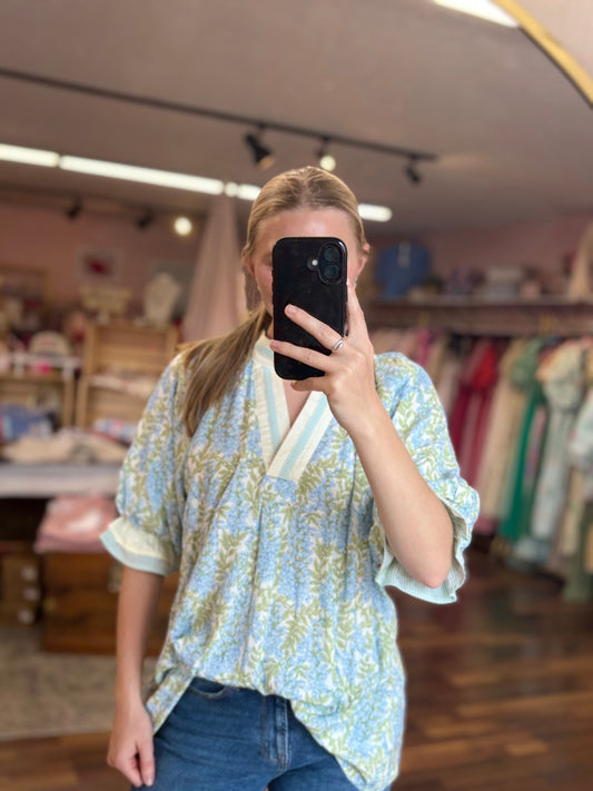 Sky Mix V-neck Top