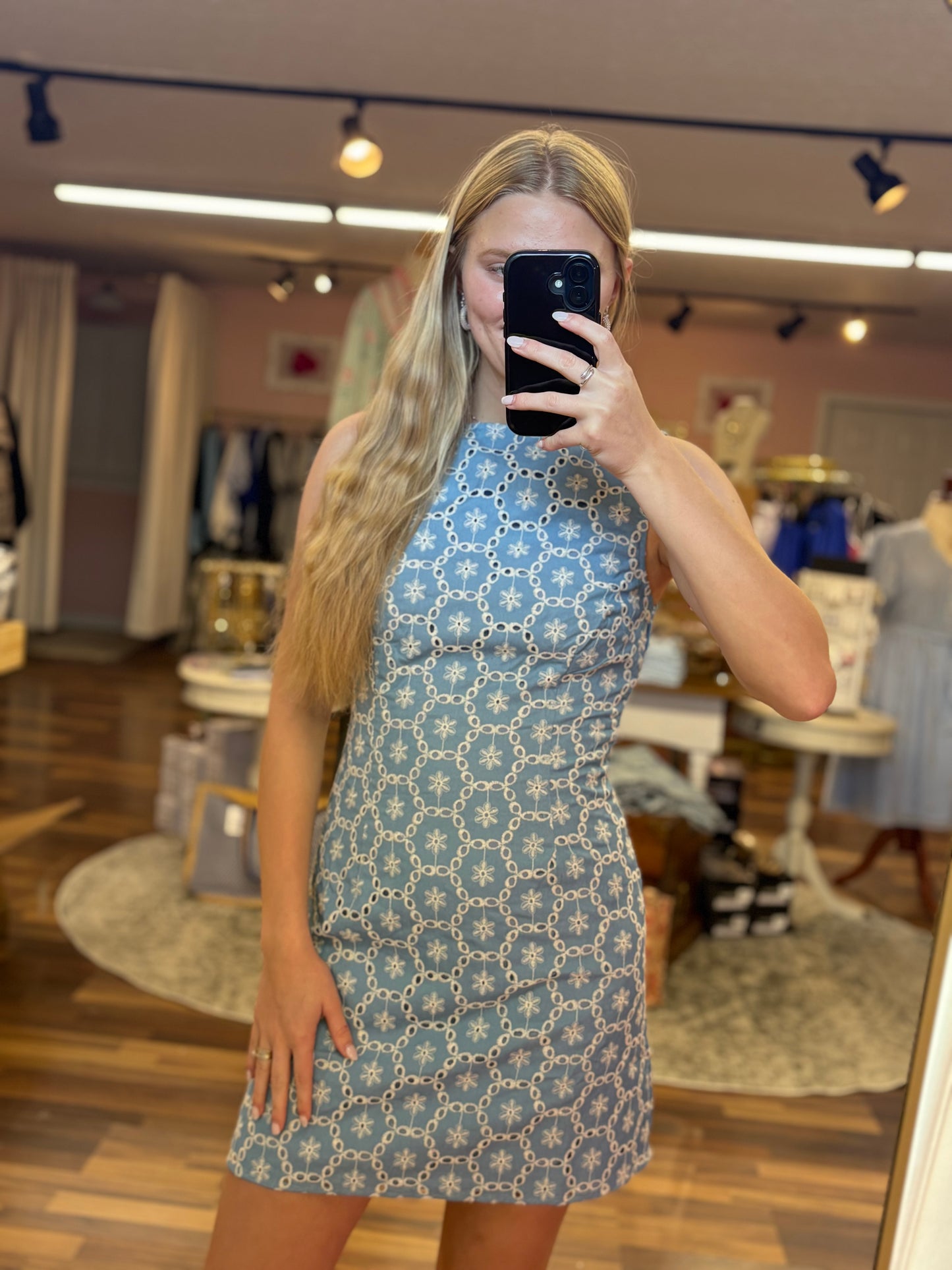 Light Denim Eyelet Mini