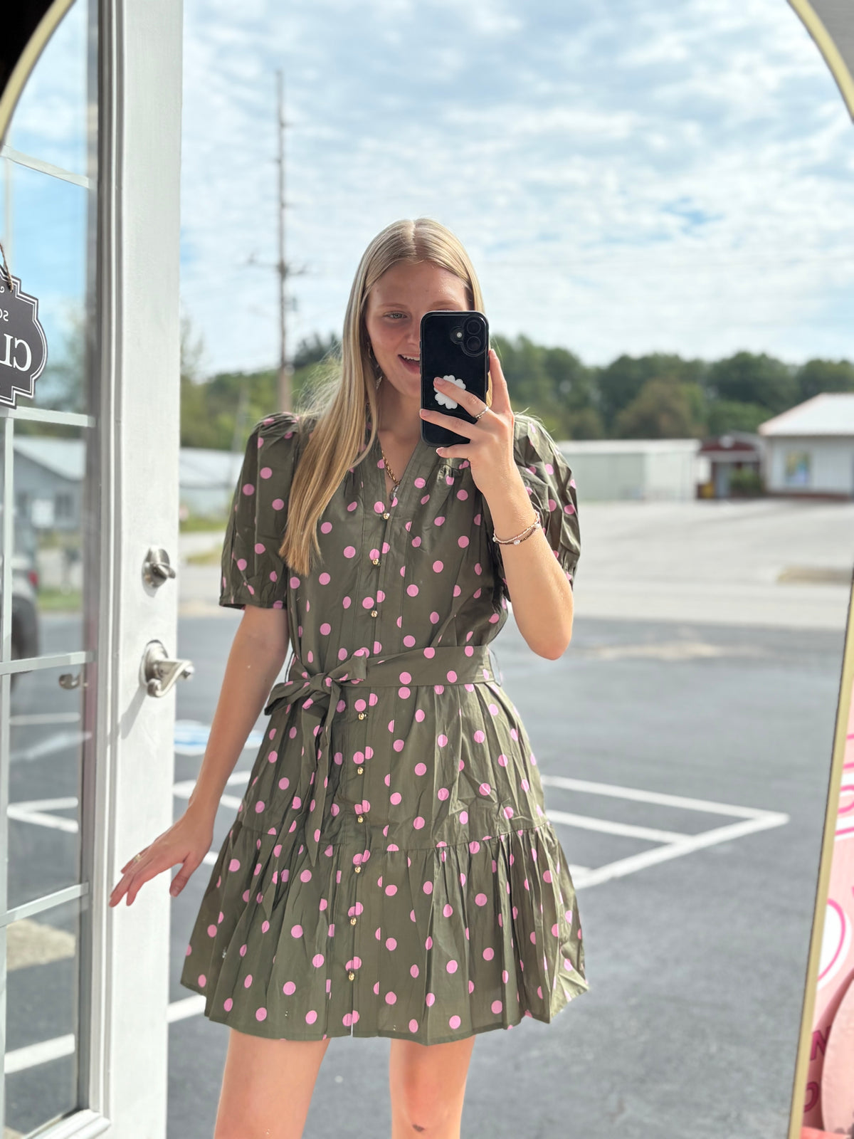 Olive Pink Polka Dot Mini
