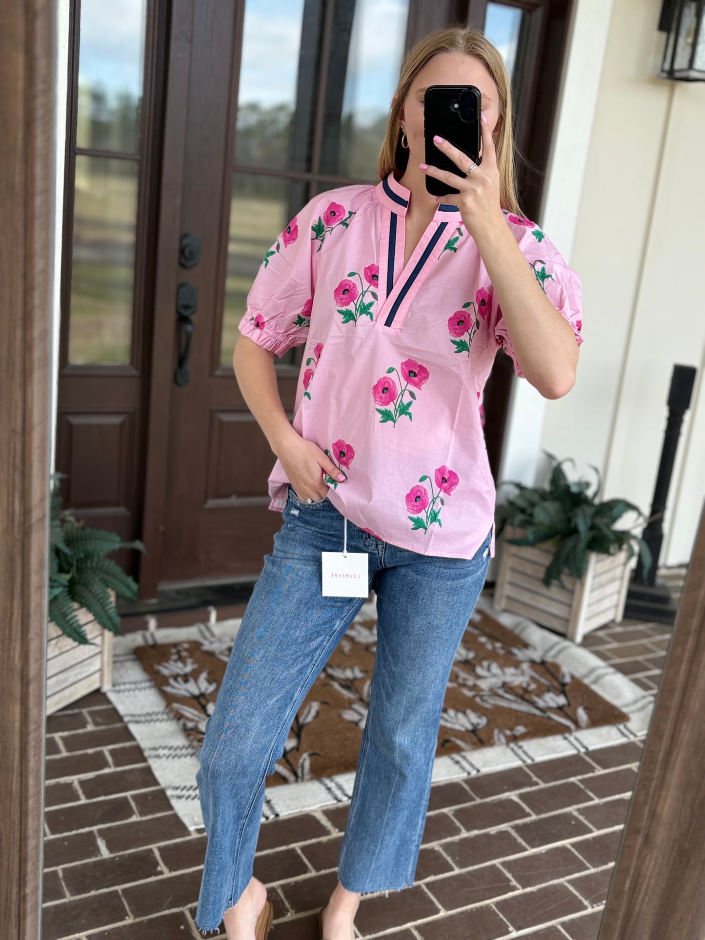 Pink Floral Print Blouse