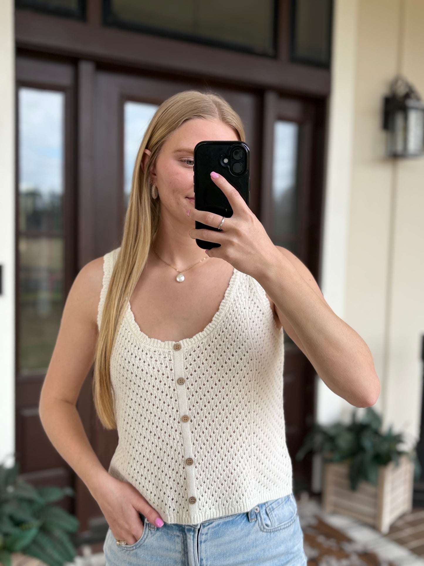 Cream Knitted Sweater Top