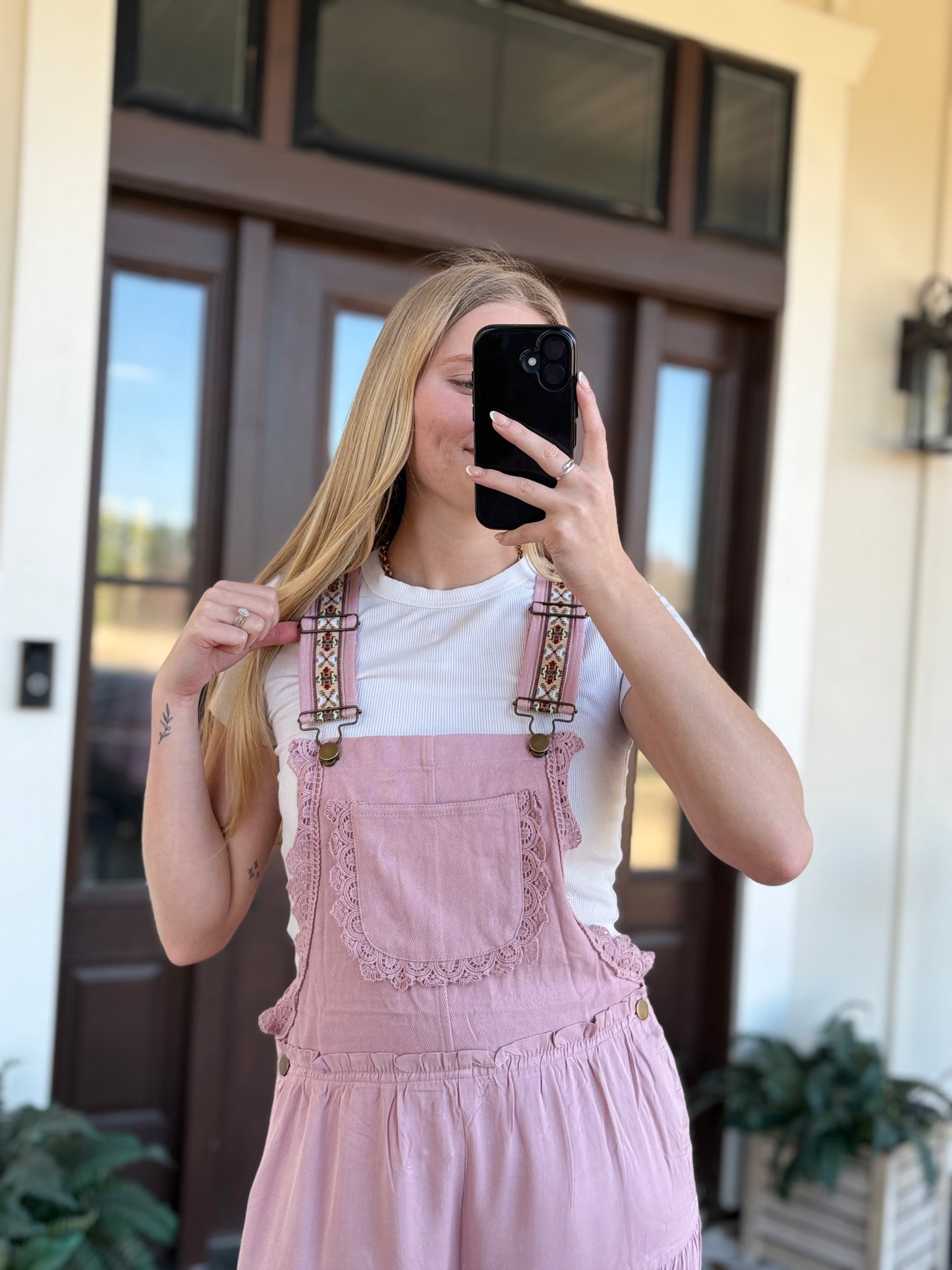 Lace Trim Sleeveless Jumpsuit, Rose