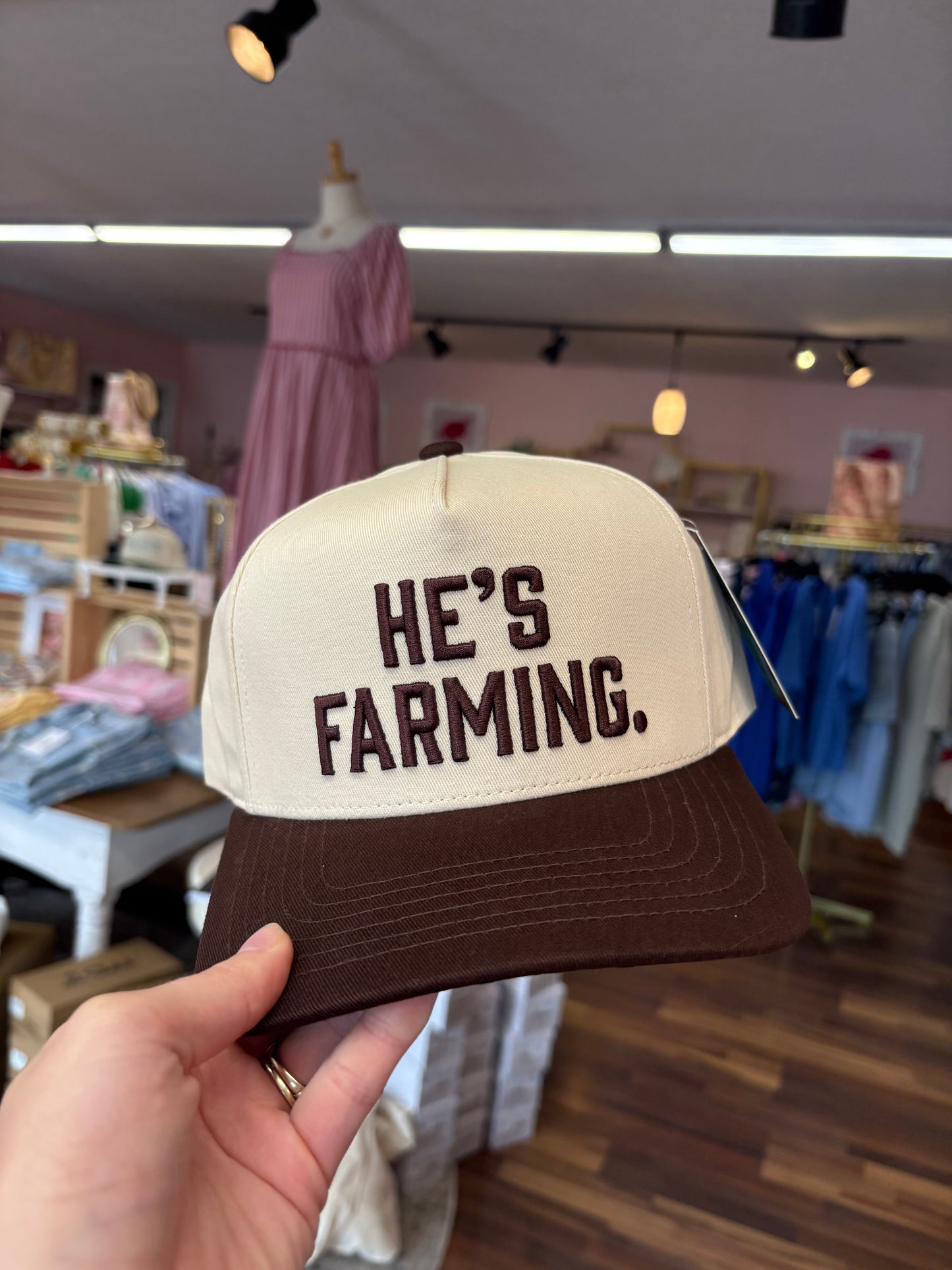 He's Farming Embroidered Trucker Hat