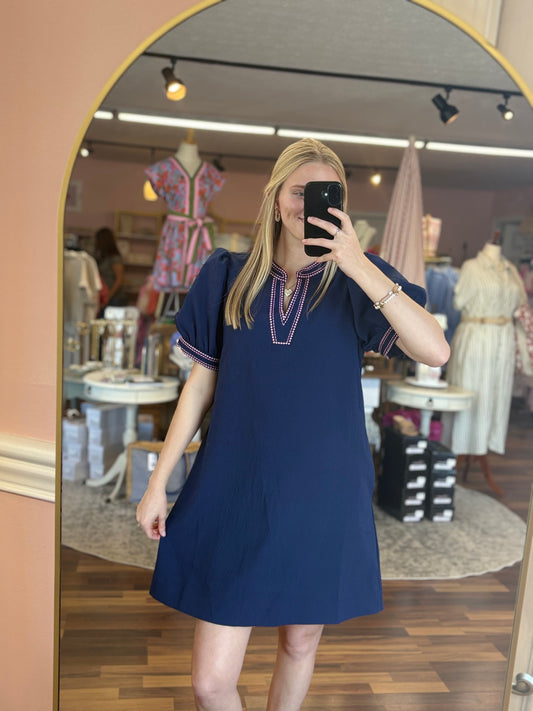 Navy Pink Trim Mini