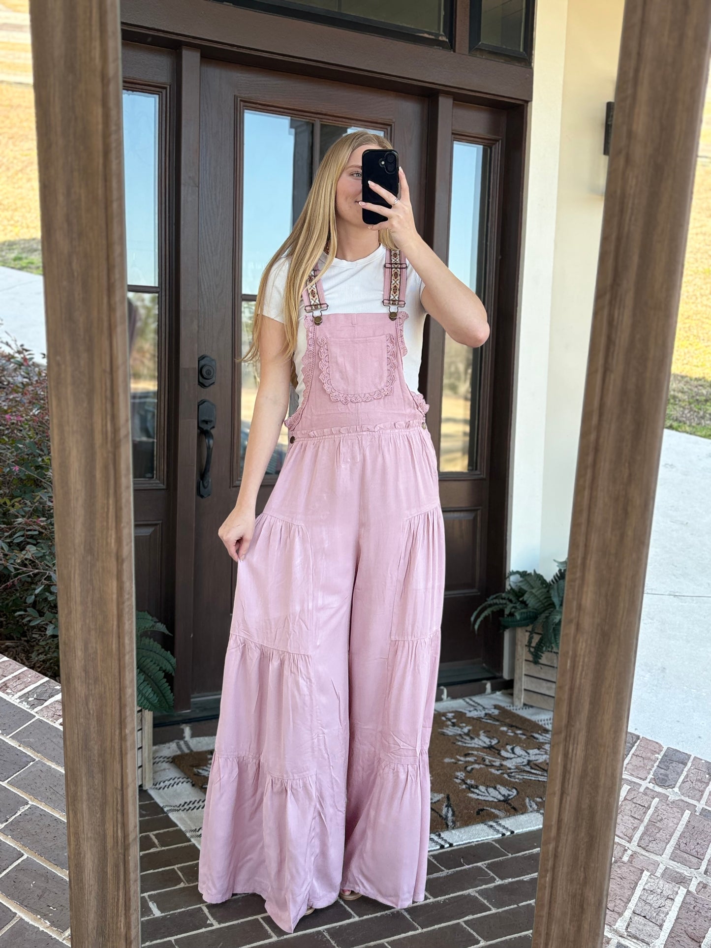 Lace Trim Sleeveless Jumpsuit, Rose