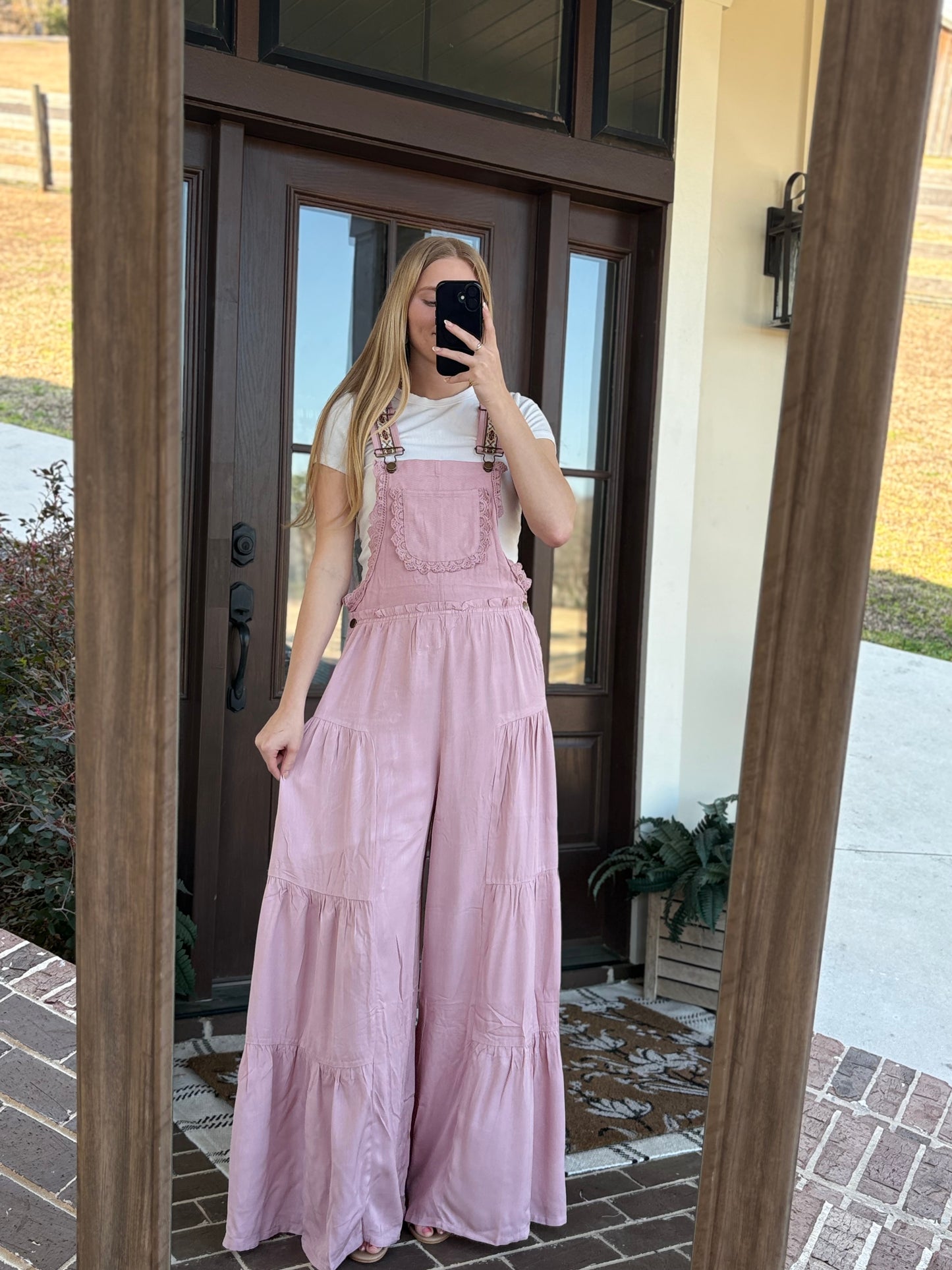 Lace Trim Sleeveless Jumpsuit, Rose