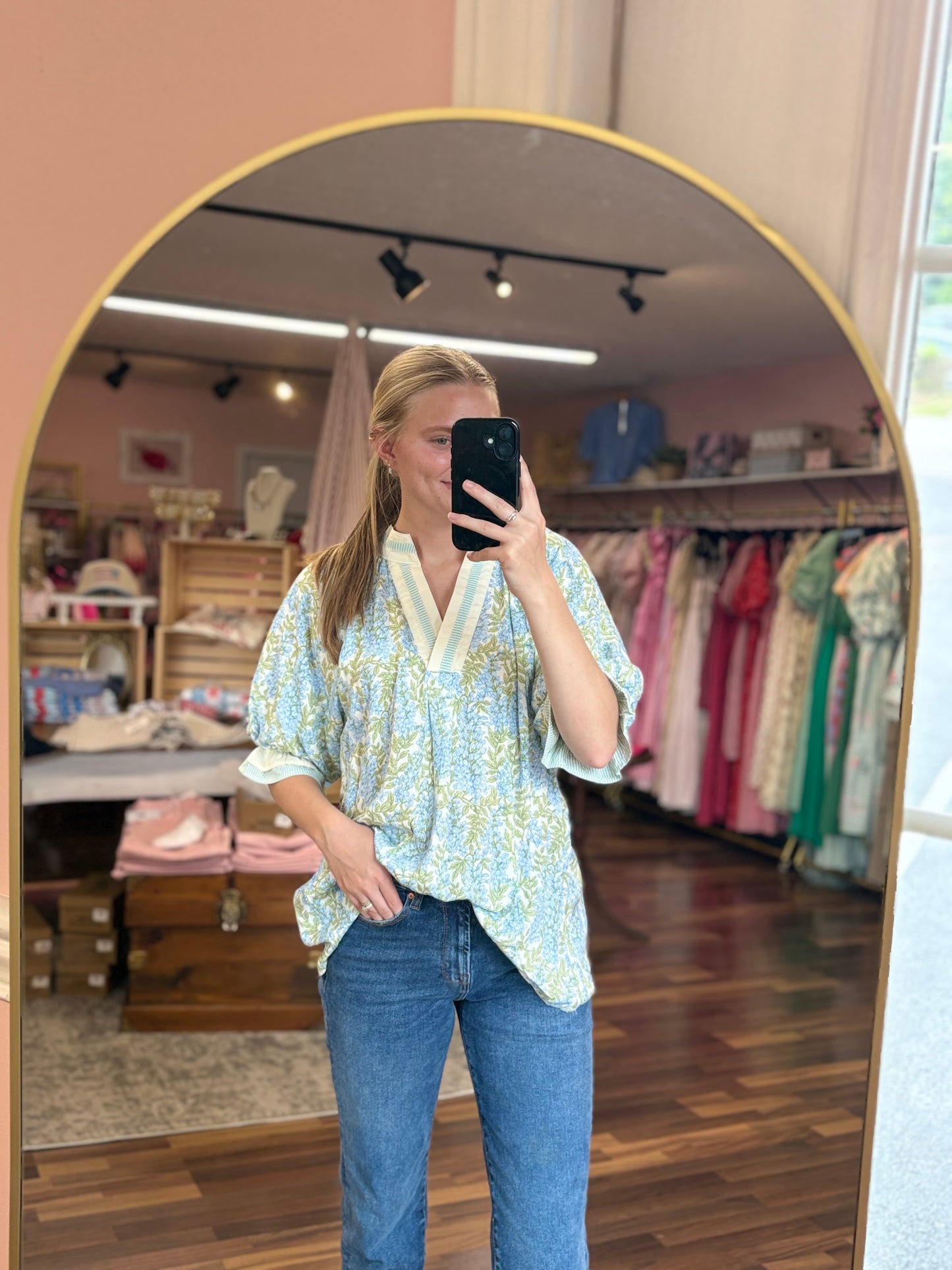 Sky Mix V-Neck Top