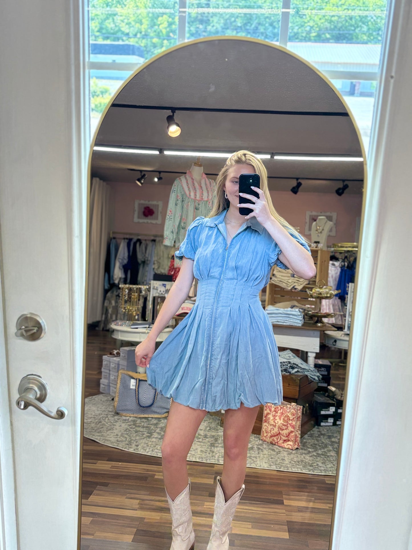 Light Denim Zip Dress