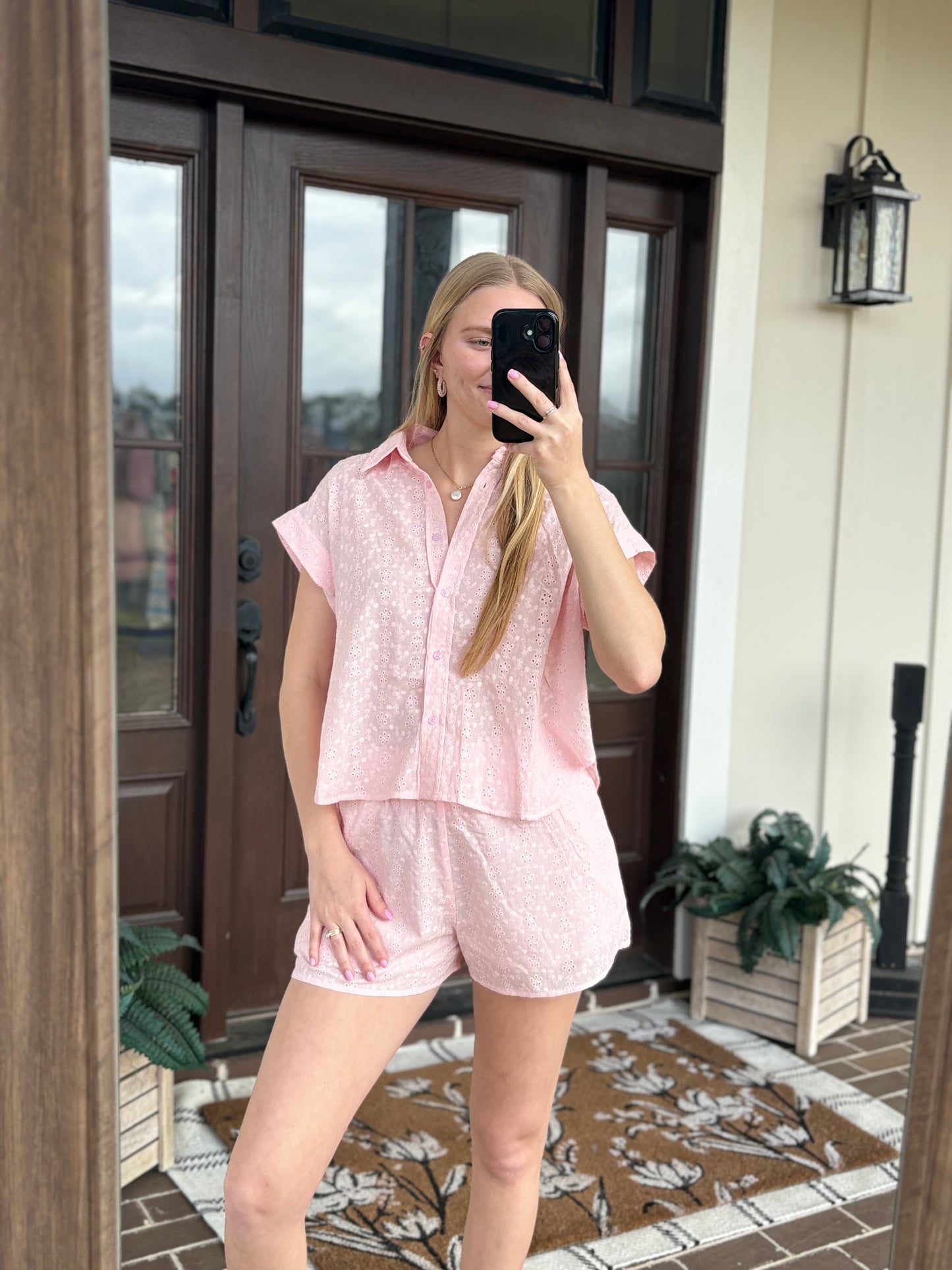 Soft Pink Eyelet Set