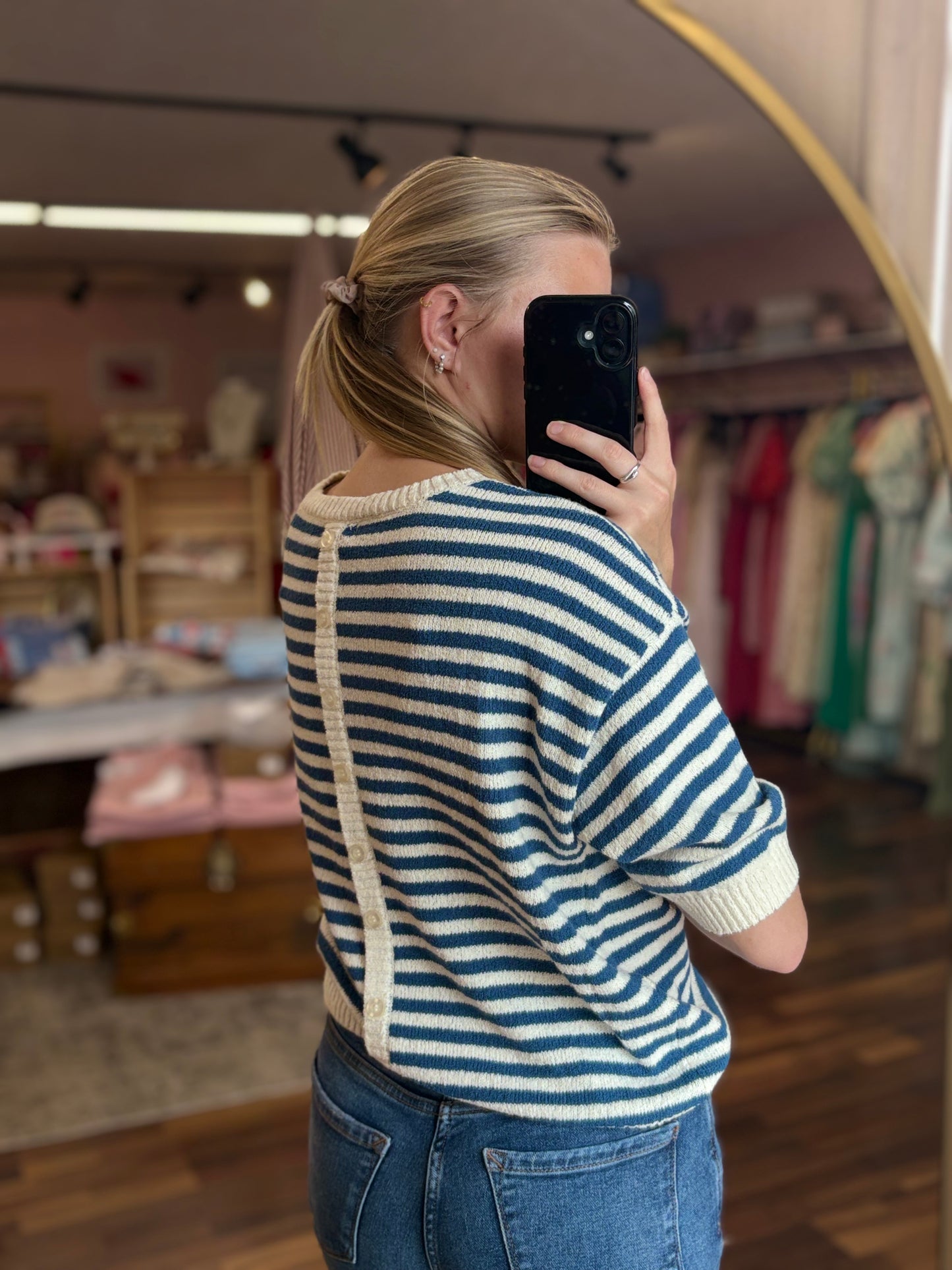 Blue Stripe Knit Sweater