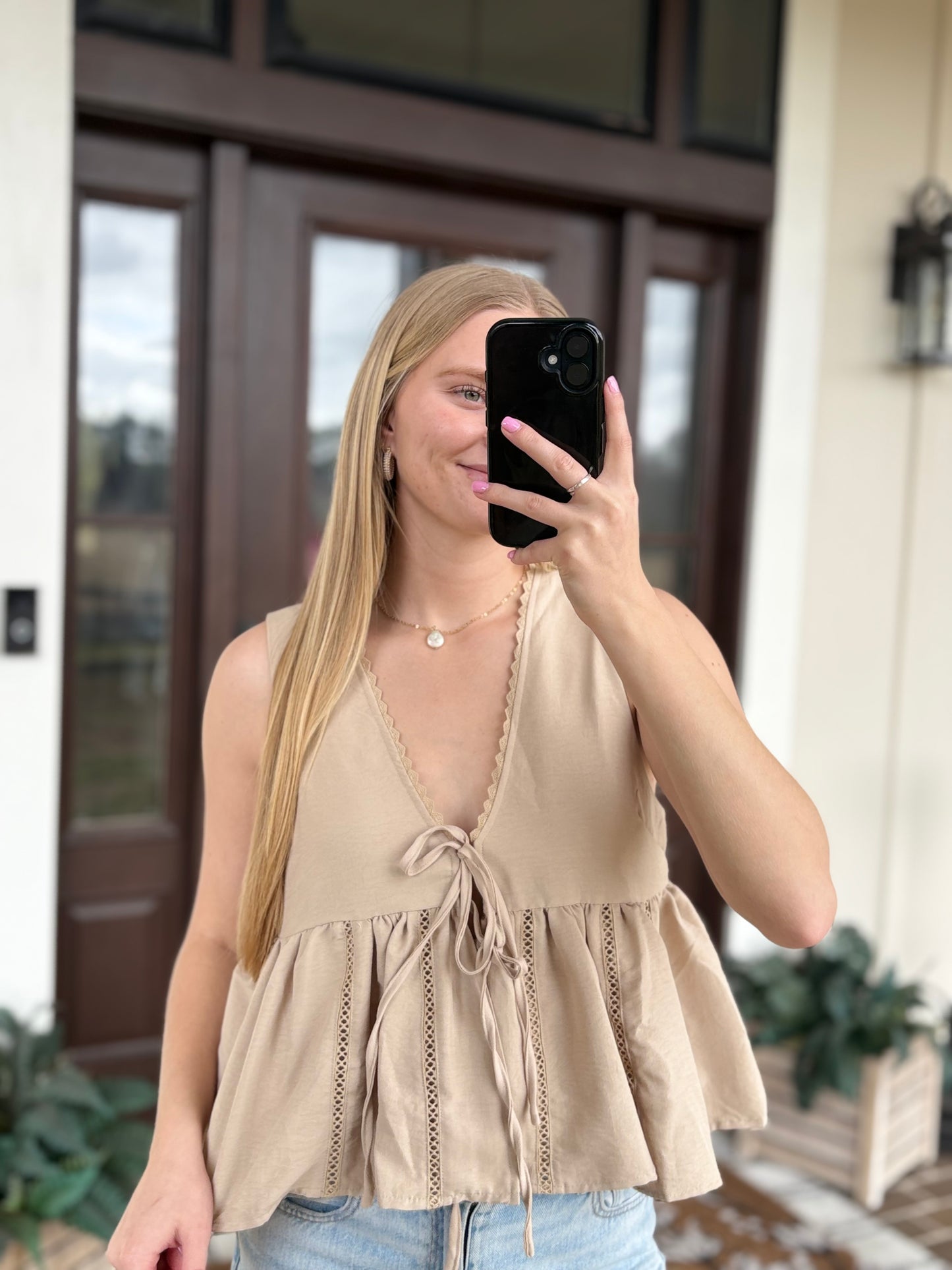 Dark Taupe Tank Blouse
