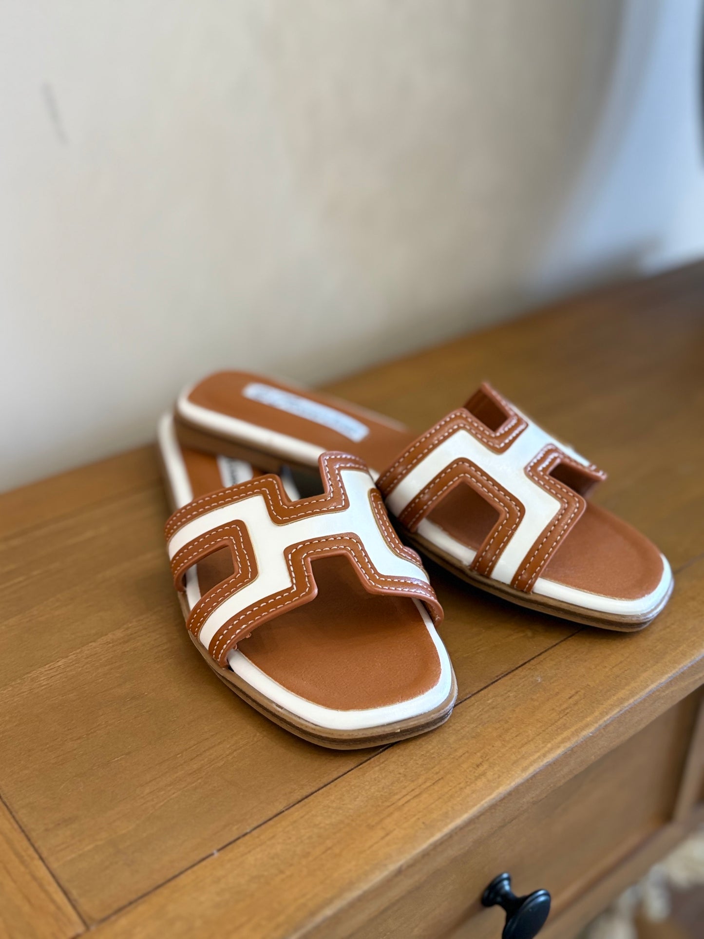 White Tan Lady Sandal