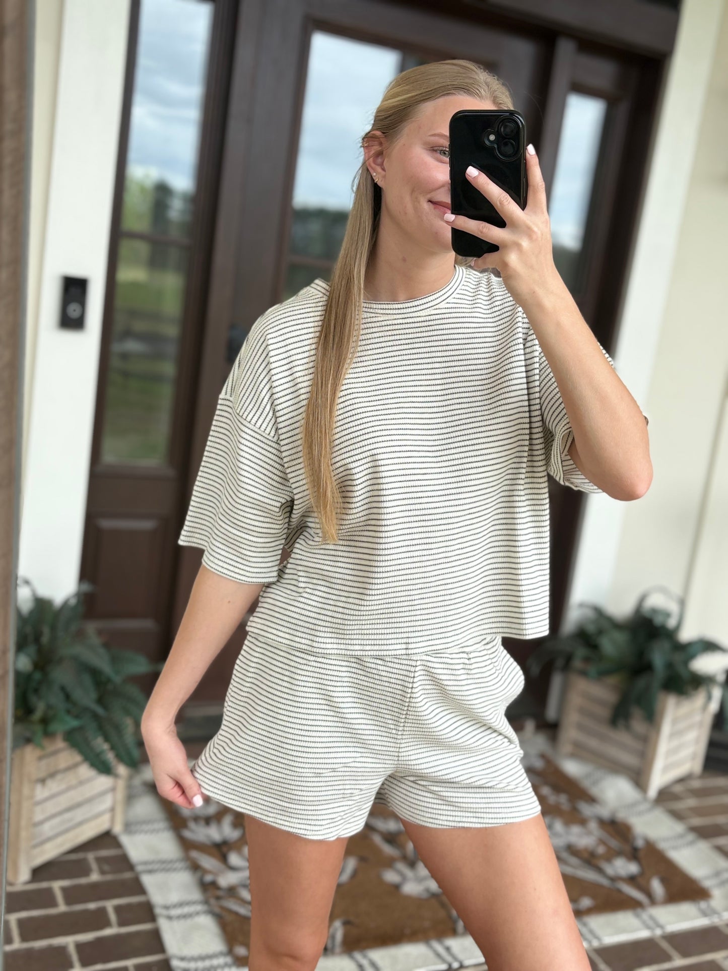 Cream/Black Striped Set