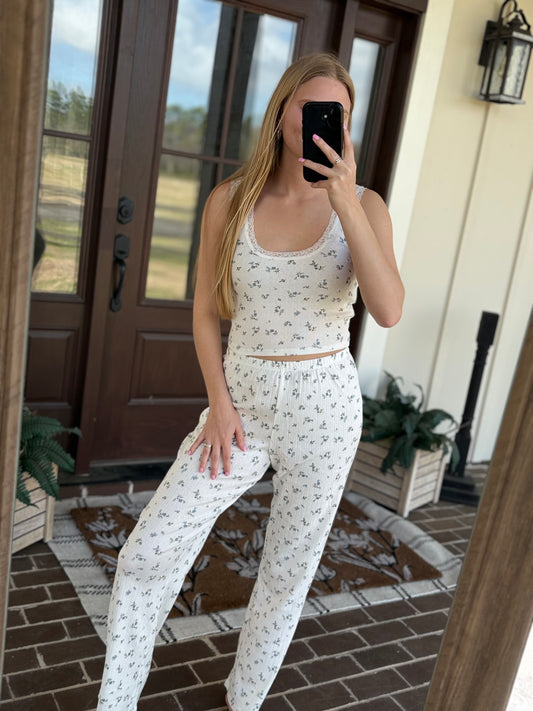 Floral Pointelle Knit Set
