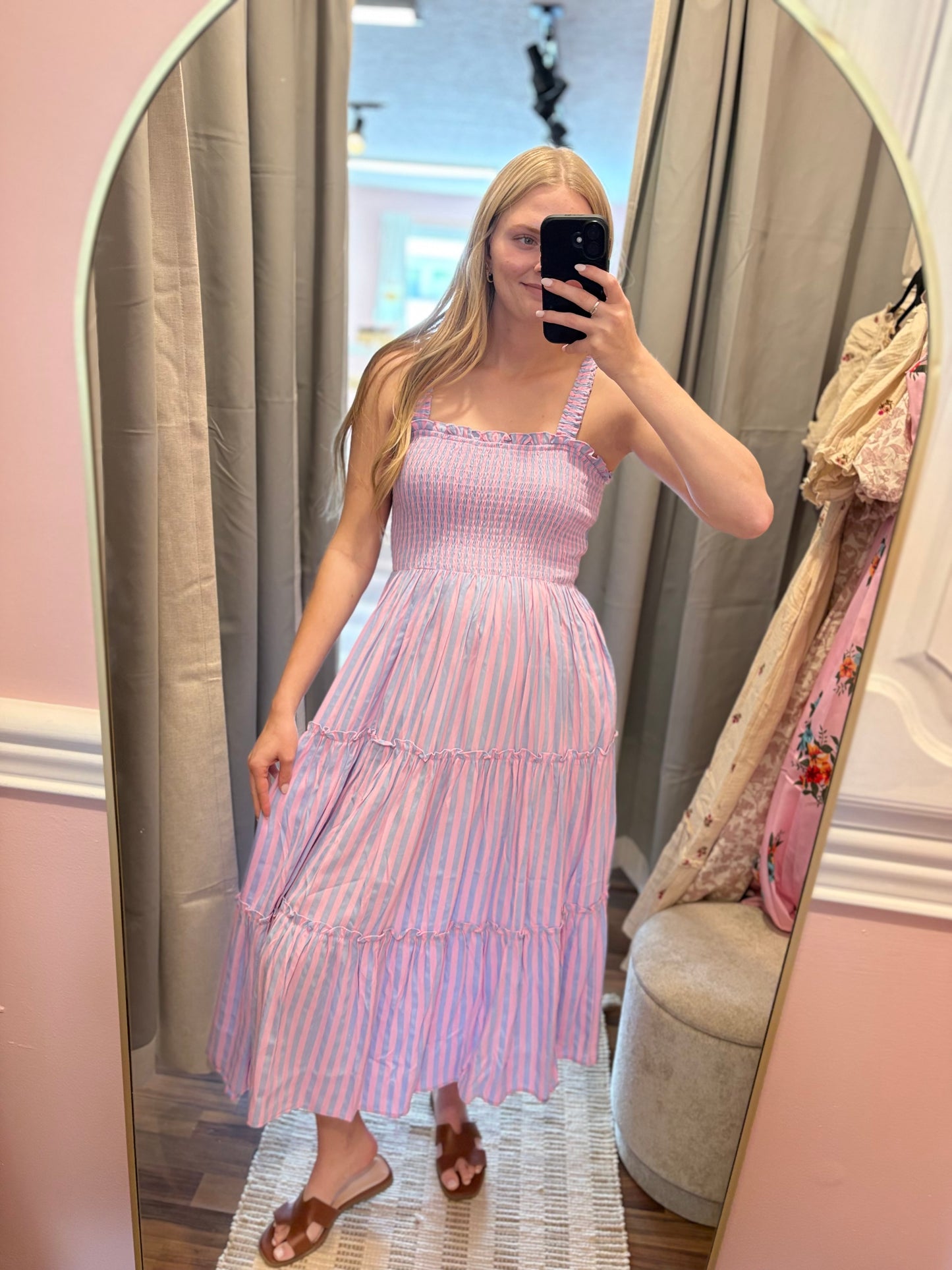 Pink and Purple Smocked Midi
