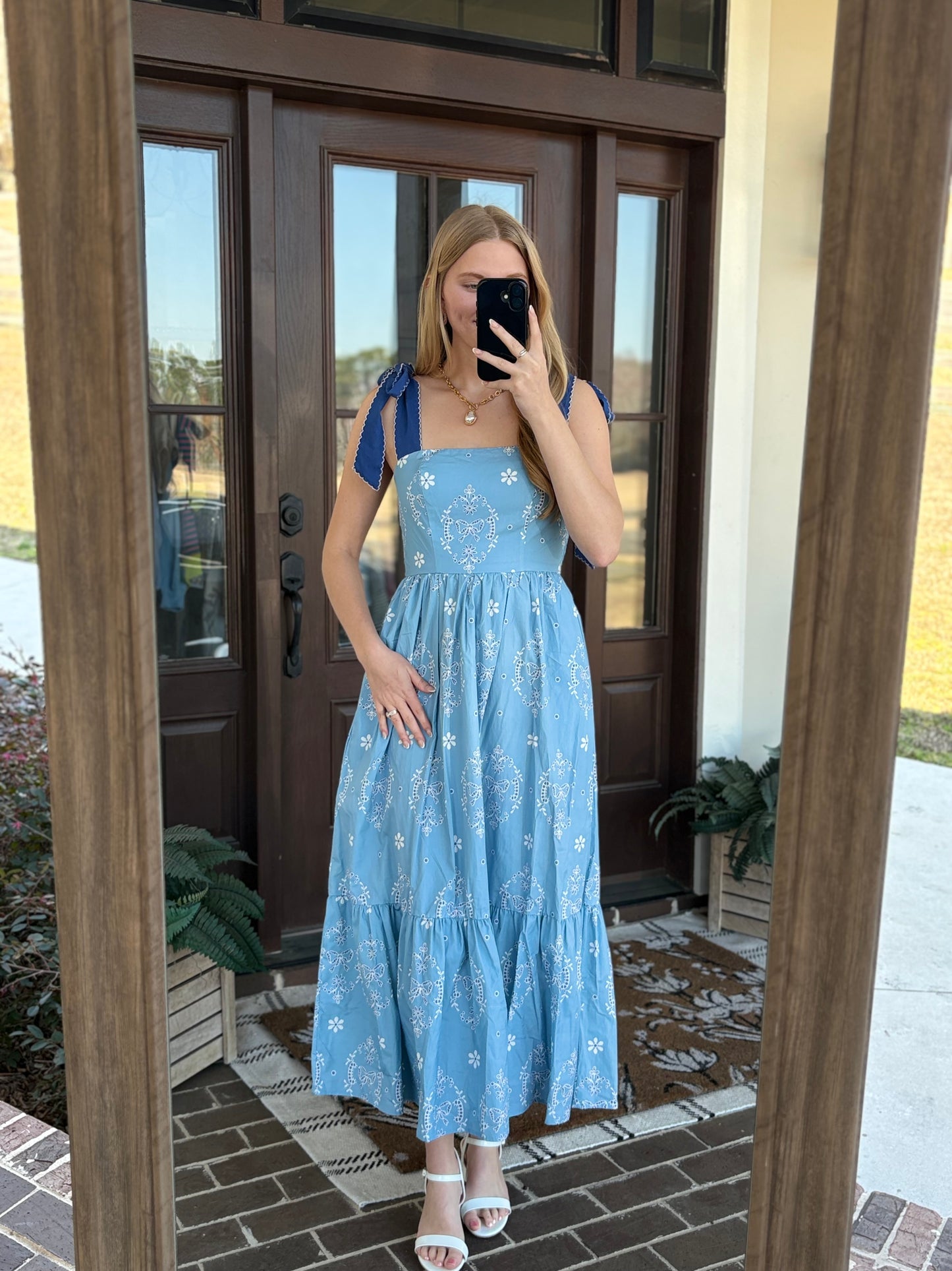 Blue Eyelet Midi