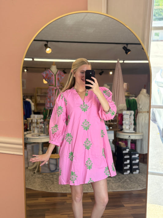 Pink Green Floral Mini