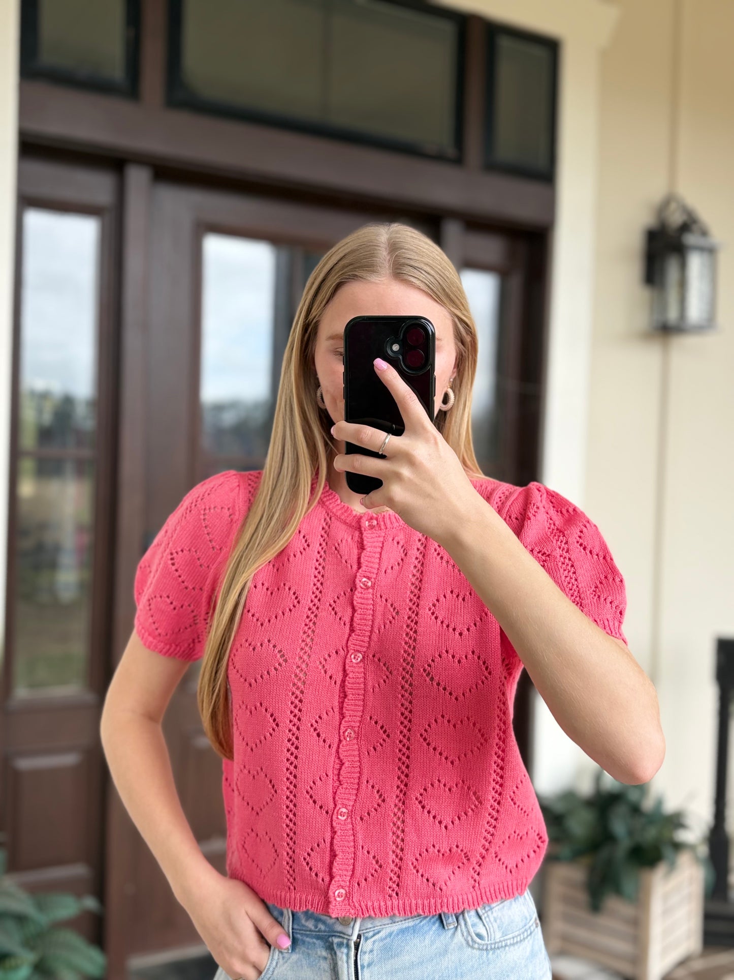 Taffy Pink Heart Knitted Top