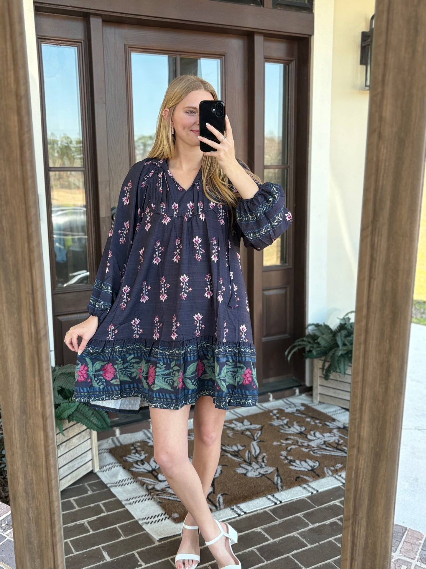 Navy Mix Long Sleeve Mini